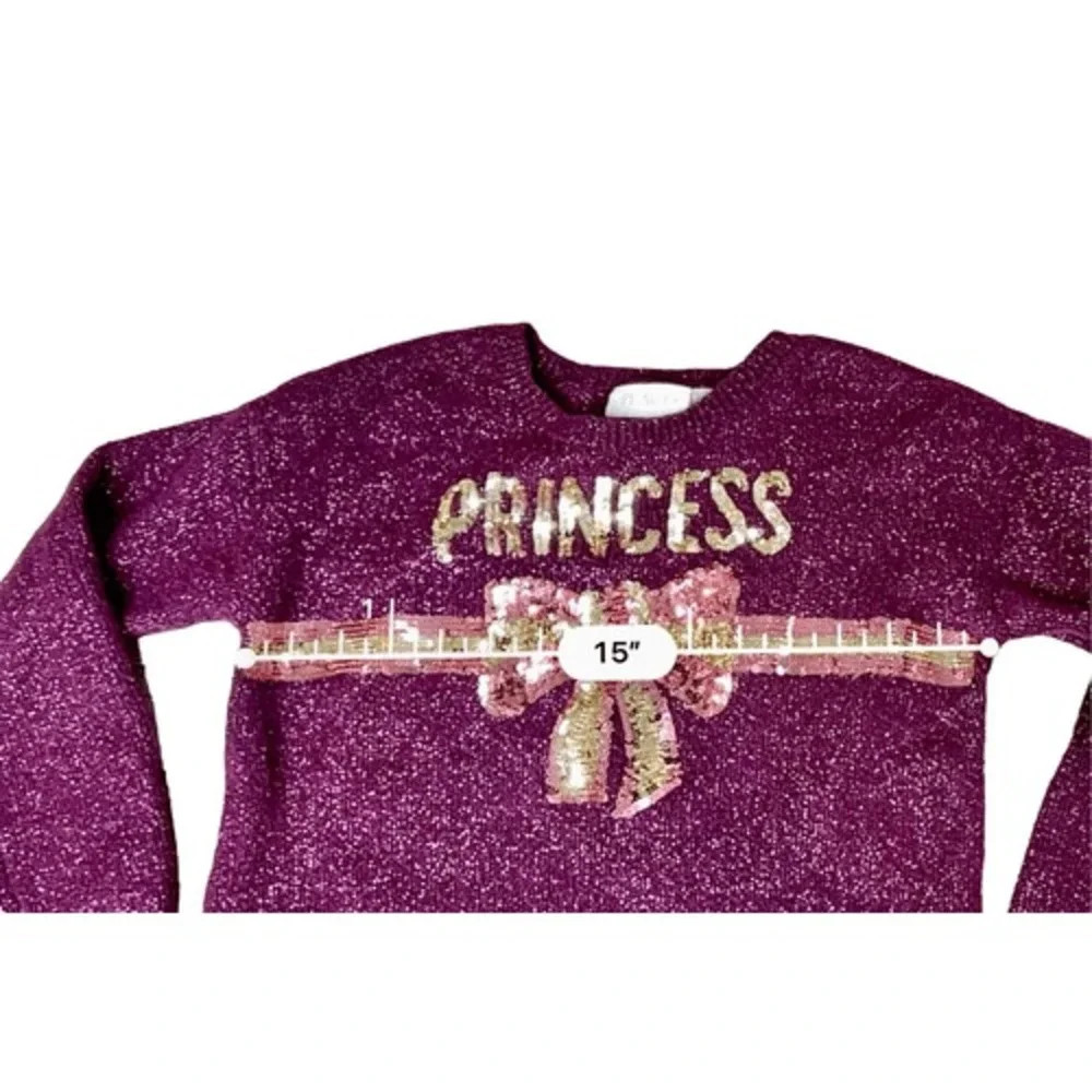 The Children's Place Princess Glitter & Sequin Wine Knit Sweater 7-8 Winter SALE